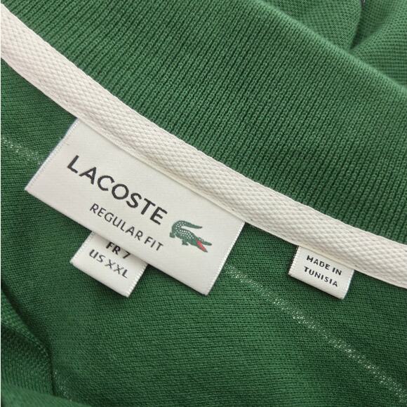 Lacoste Green Navy White Stripe Regular Fit Cotton Polo Shirt Men's XXL - Picture 7 of 10